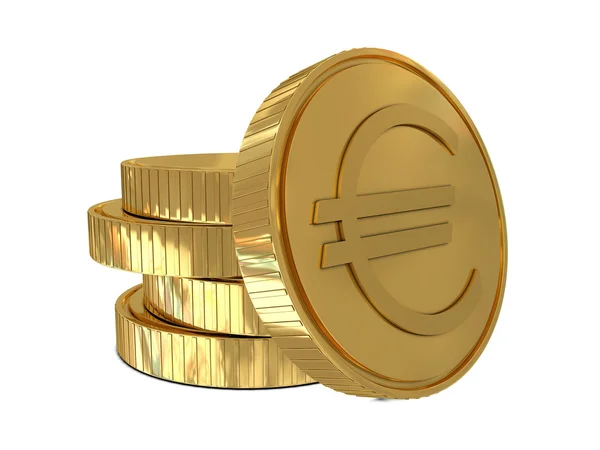 Euro sign in golden coin — Stock Photo, Image