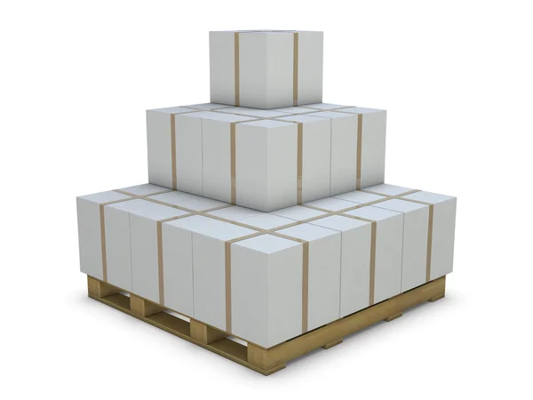 Witte kartonnen dozen in groep — Stockfoto