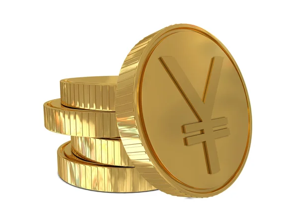 Yen-tecken i gyllene mynt — Stockfoto