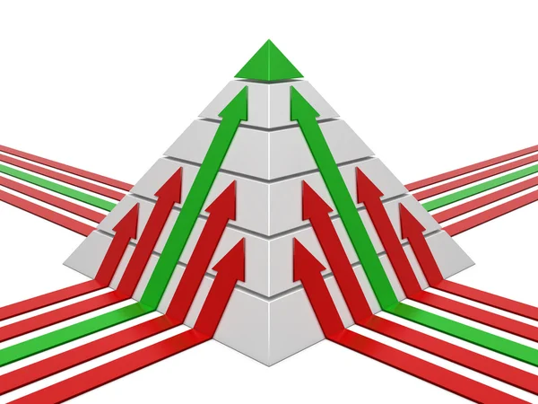 Пирамидный график со стрелками — стоковое фото