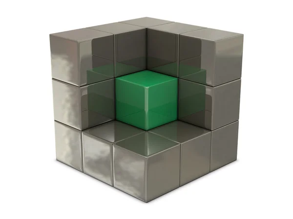 Yeşil ve gri kutular — Stok fotoğraf