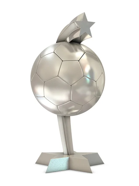 Srebrne trofeum z gwiazdą przez piłkę — Zdjęcie stockowe