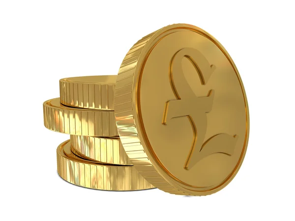 Pound sign in golden coin — Stock Photo, Image