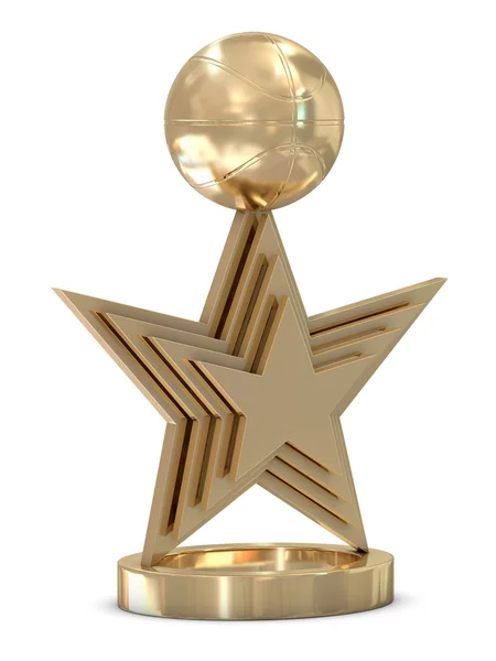 Trofeo de baloncesto dorado con múltiples estrellas y pelota —  Fotos de Stock