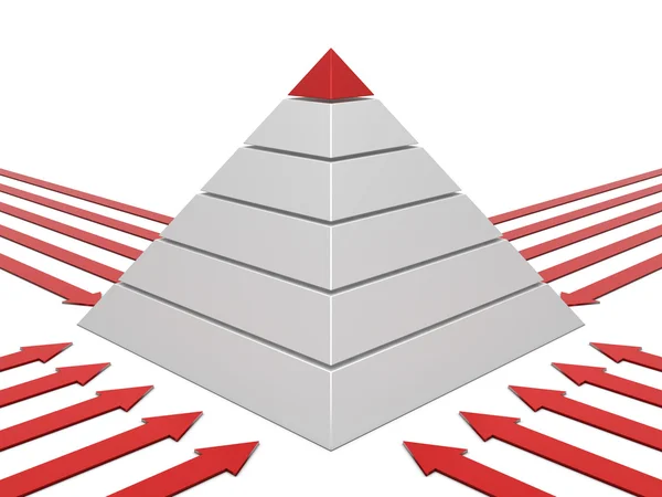 Piramidediagram rood-wit — Stockfoto