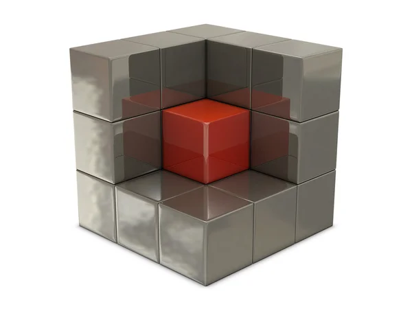 Rote und graue Schachteln — Stockfoto