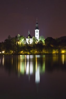 gece Slovenya bled Gölü Panoraması