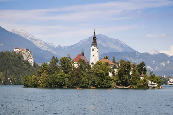 Panorama jeziora Bled w Słowenii — Zdjęcie stockowe