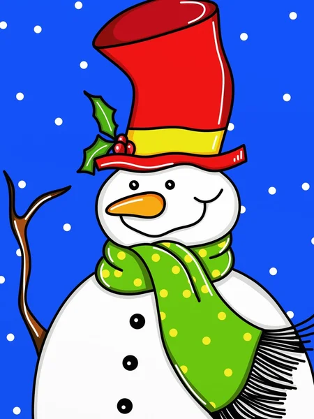 Hombre de nieve con sombrero —  Fotos de Stock