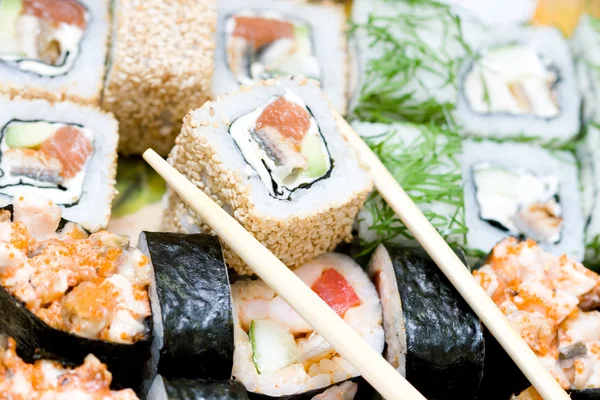 A set of different japanese rolls — Stock Photo, Image