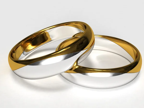 Серебряно-золотые кольца Стоковое Изображение