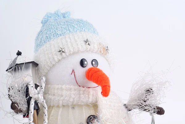 Malá Vánoční Sněhulák Izolovaných Bílém Pozadí — Stock fotografie
