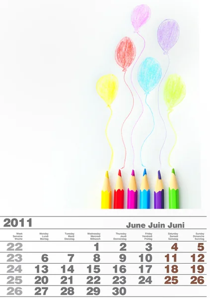 Calendário de junho 2011 — Fotografia de Stock