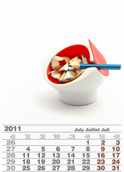 Calendário 2011 julho — Fotografia de Stock
