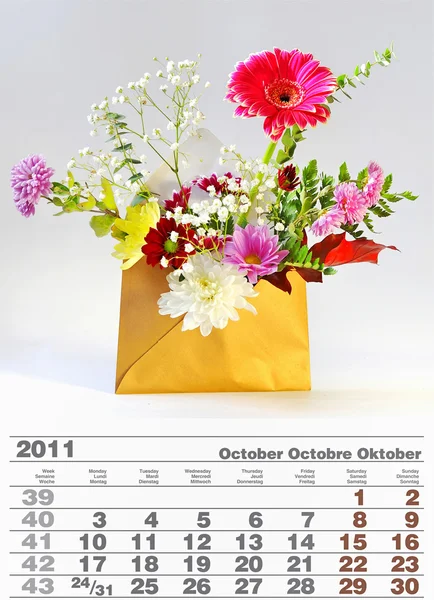 2011 oktober kalender — Stockfoto