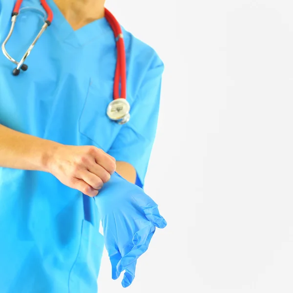 Medico indossare guanti medici — Foto Stock