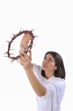 Girl with crown of thorns clipart