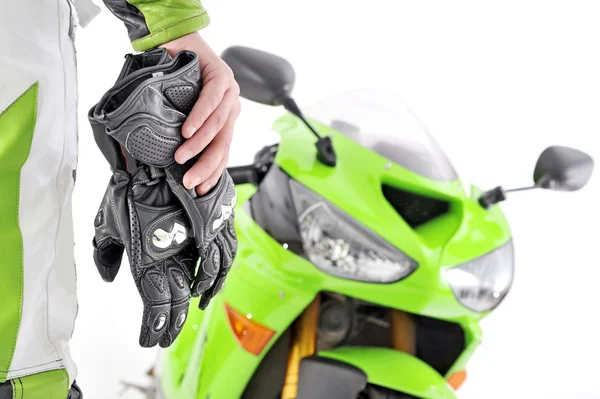 Guanti Moto Con Carbonio Bici — Foto Stock