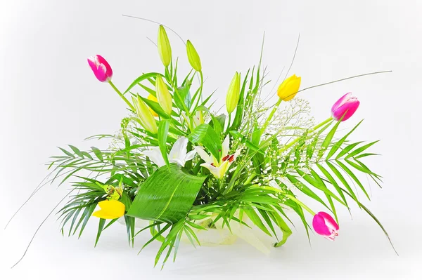 Kytice s Lily & tulipány — Stock fotografie