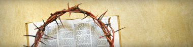 Crown of thorns on a bible clipart