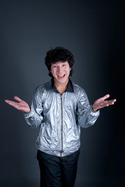 Asiatische Mann mit Hand Emotionen Porträt — Stockfoto