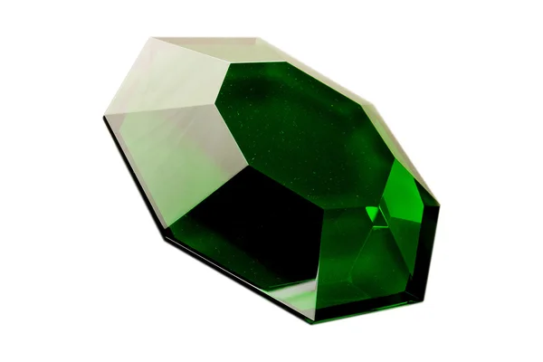Diamante verde isolato su un bianco — Foto Stock