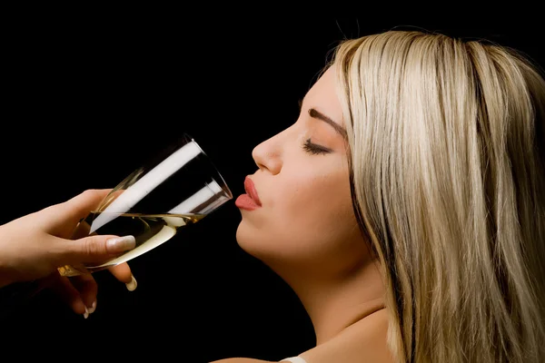 Mulher sexy com copo de champanhe — Fotografia de Stock