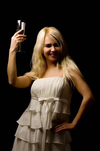 Сексуальная женщина с бокалом шампанского — стоковое фото