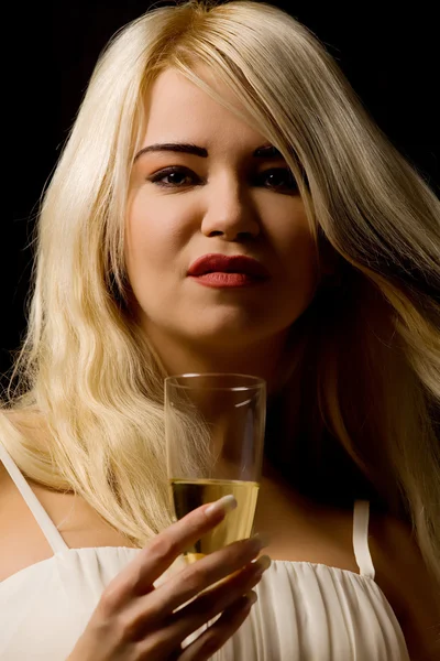 Szexi nő pezsgős pohár — Stock Fotó