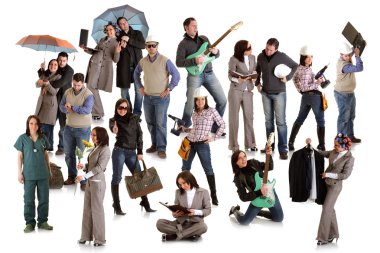 Photo of group doing different things clipart