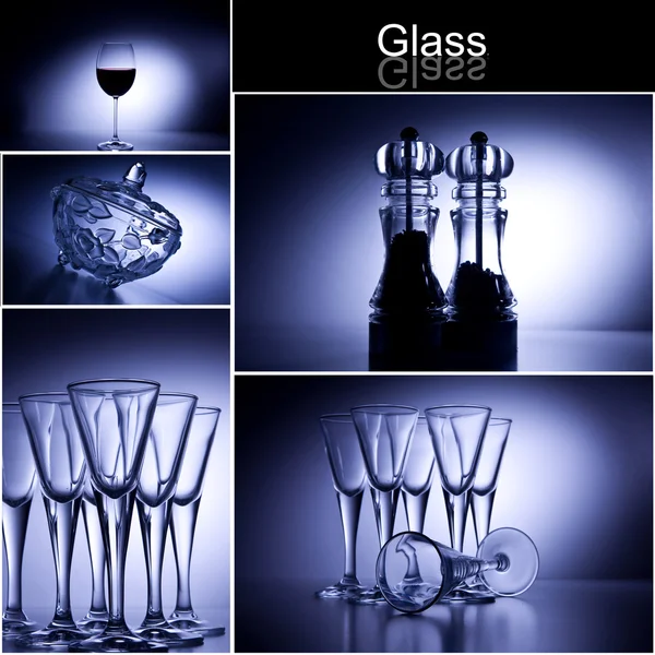 バックライト付きの異なるガラスのオブジェクトの写真 — ストック写真