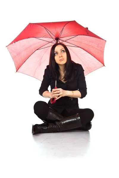 Frau Mit Regenschirm — Stockfoto