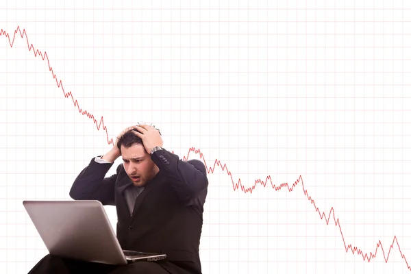Photo Desperated Man Because Financial Crash — Stock Photo, Image
