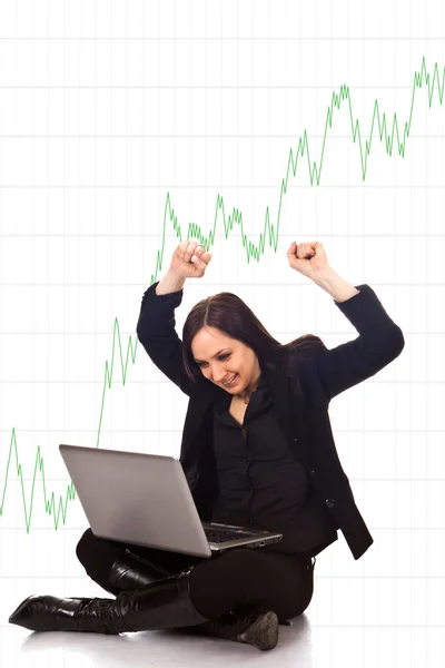Photo Happy Girl Because Financial Success — Stock Photo, Image