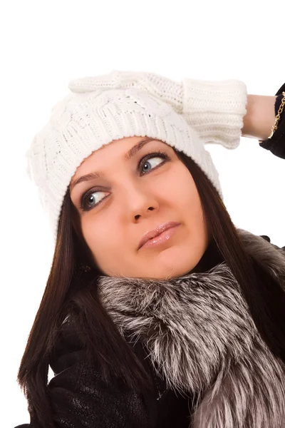 Foto Fenky Zimní Oblečení Bílém Pozadí Izolované — Stock fotografie