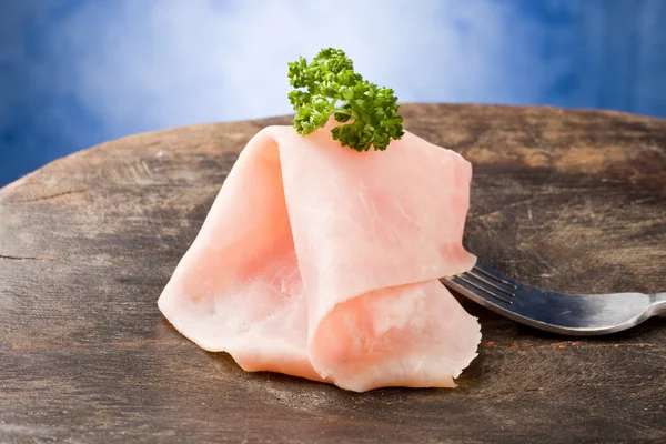 Ham Slice with parsley — Stock Photo, Image