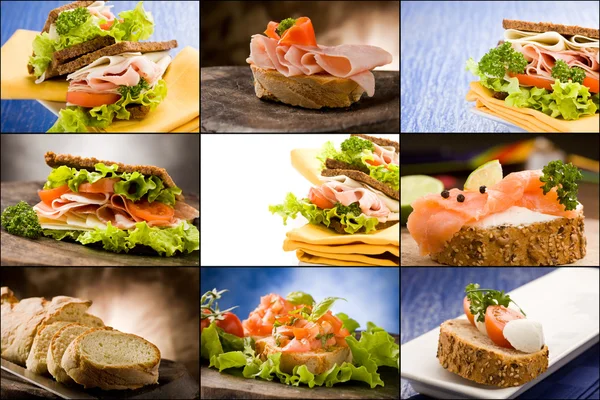 Sándwiches - collage —  Fotos de Stock