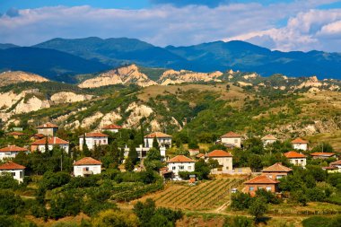 Village scene in the wine region of Melnik, Bulgaria. clipart