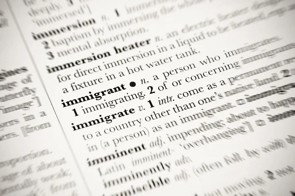 Définition Dictionnaire Immigrant Aux Bords Flous — Photo