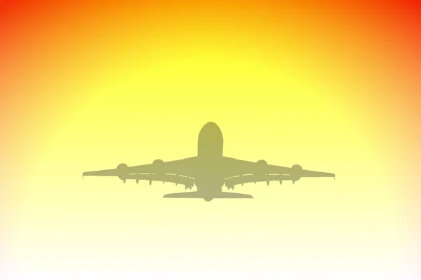 大型客运飞机的轮廓和日落图 — 图库照片