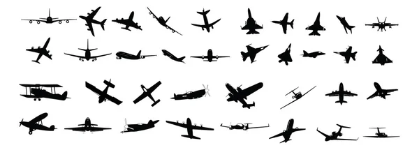 Uçak silhouettes — Stok Vektör