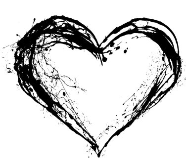 Abstract Valentine black heart on white background clipart