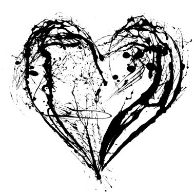 Abstract Valentine black heart on white background clipart