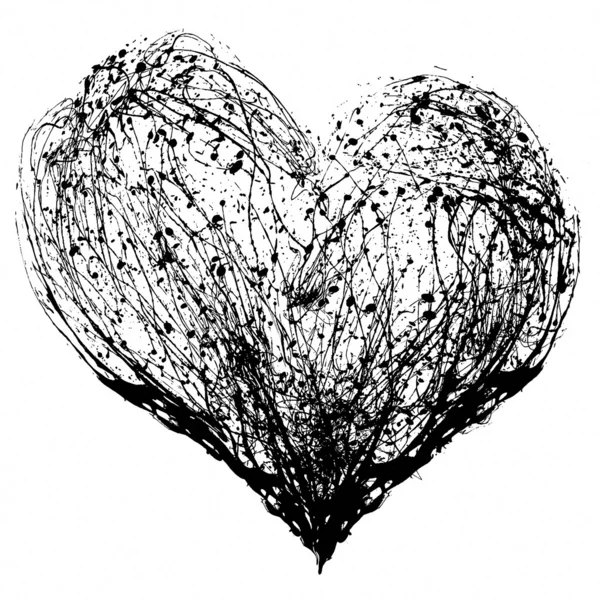 Srdce Abstraktní Valentine Černé Bílém Pozadí — Stock fotografie