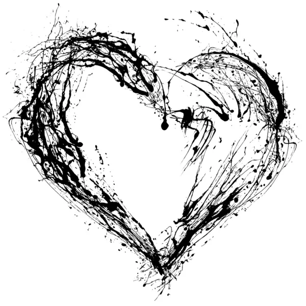 Абстрактне Чорне Серце Валентина Білому Тлі — стокове фото