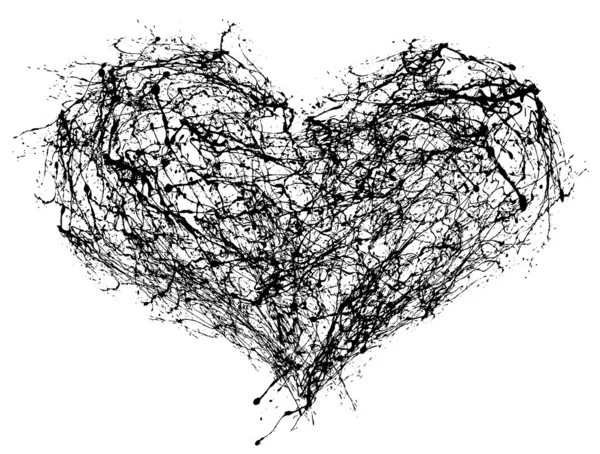 Corazón Negro San Valentín Abstracto Sobre Fondo Blanco — Foto de Stock