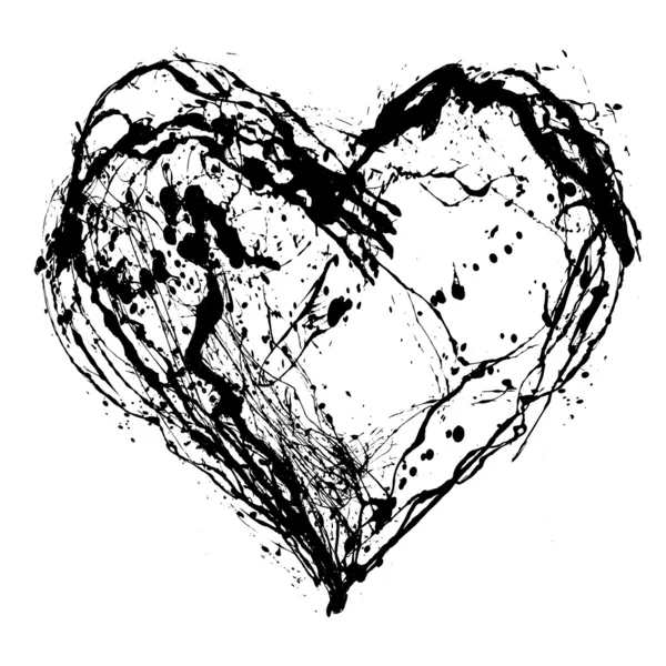 Beyaz Arka Plan Üzerinde Soyut Sevgililer Siyah Kalp — Stok fotoğraf