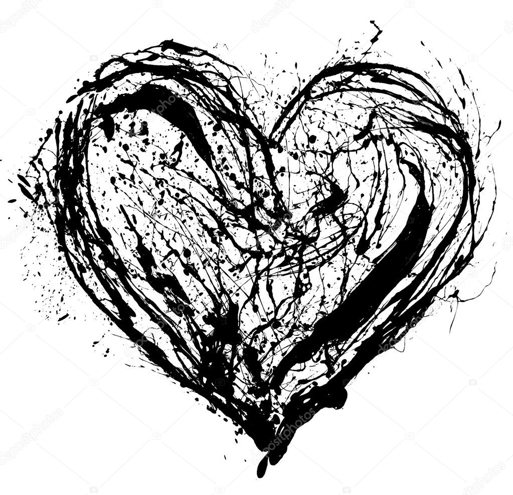 Abstract Valentine black heart on white background