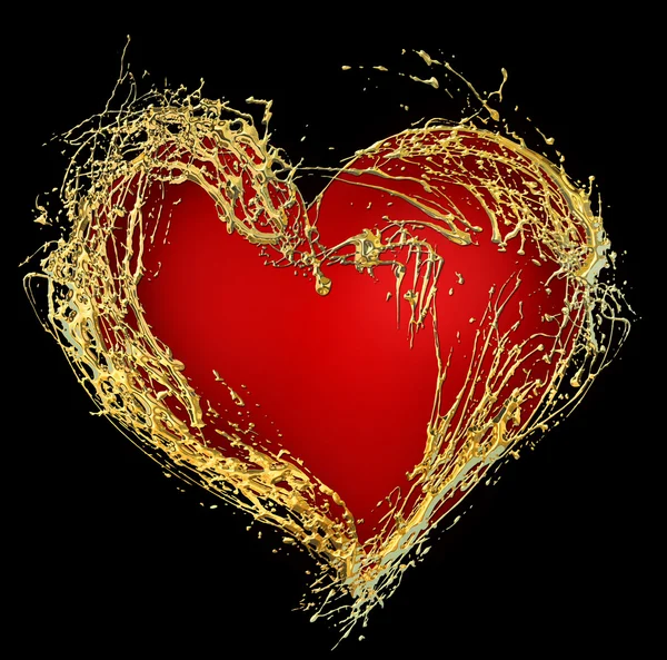 Abstrakt valentine "; s gyllene hjärtat — Stockfoto