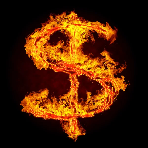 Brinnande dollartecken — Stockfoto